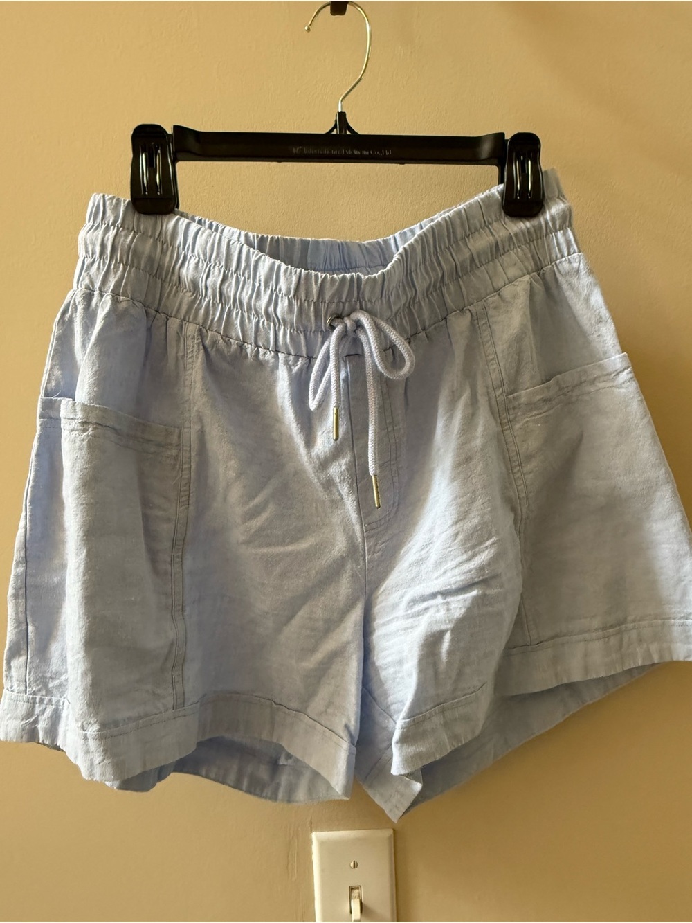 Saks Fifth Avenue Pale Blue High-Waist Linen Blend Shorts Large XL